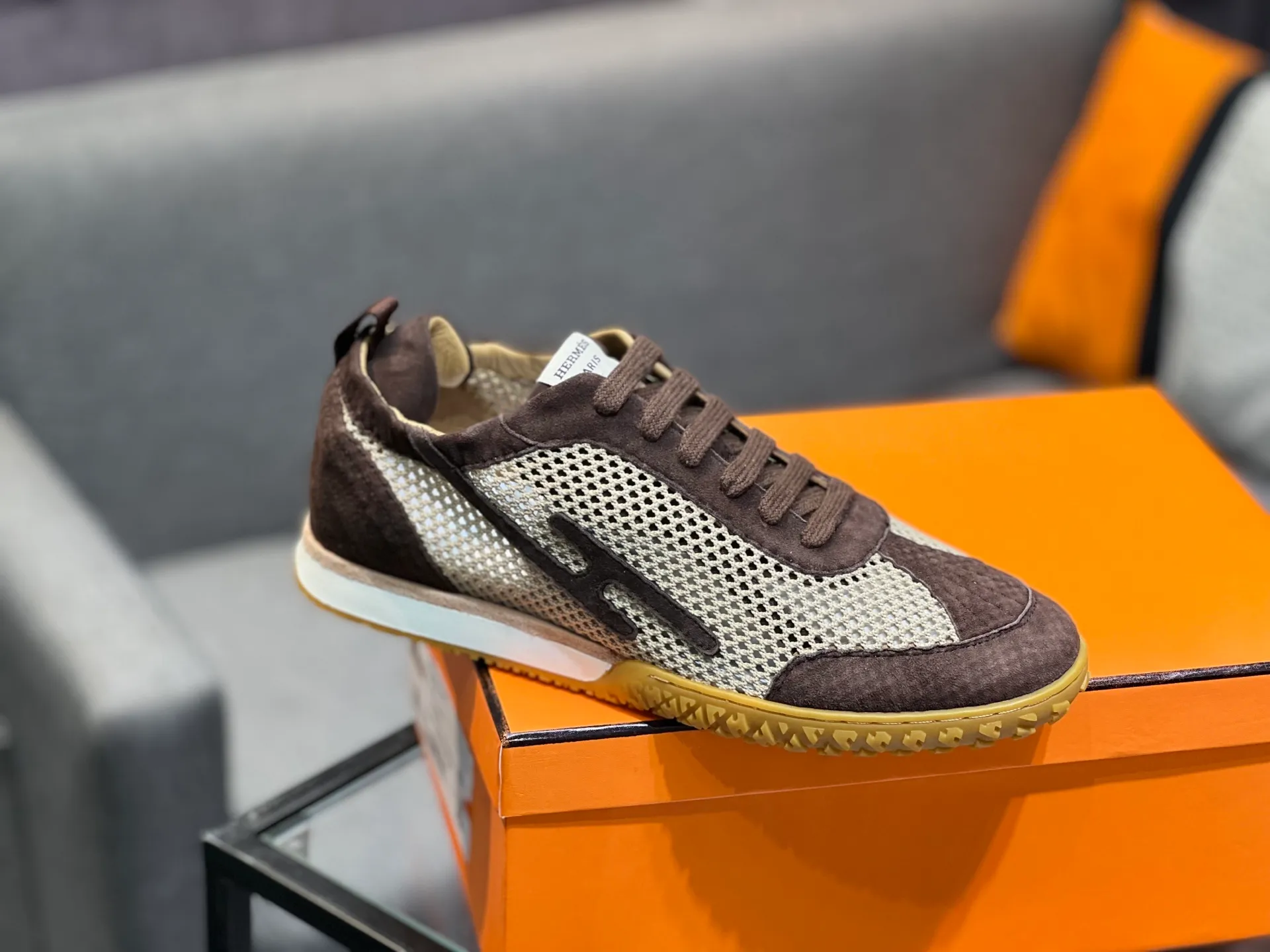 Men's shoes 💰700 [HERMES] Hermès - High-end quality original order 🔍🔍 - Upper: 🔝 cowhide suede splicing design - Inner lining: imported mixed sheepskin - Outsole: TPR foam · Rubber: two-color combined molding outsole - Super high quality control · Fine workmanship: highlighted (high-end, luxury, grade) -Size: 38-44 (45, 46, can be customized)